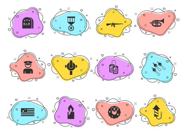 纪念日符号向量图标彩色气泡形状孤立在白色背景。纪念日图标设置为网页设计，移动应用程序和UI设计图片下载