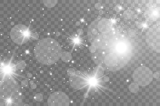 亮丽的明星。透明背景上的光效果矢量插图。图片下载