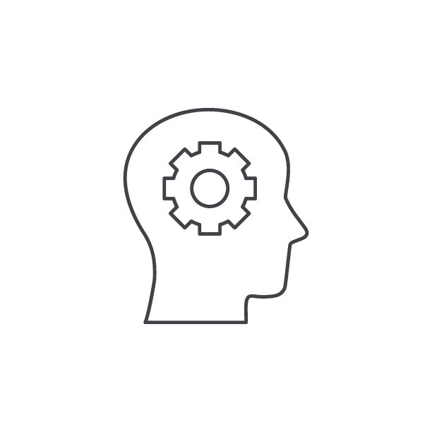 带有齿轮图标的人类头部。图片下载