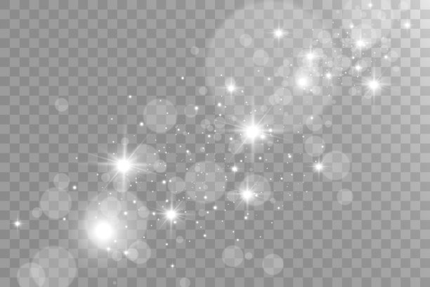 亮丽的明星。透明背景上的光效果矢量插图。图片下载