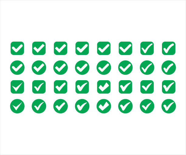 简单复选标记的集合。绿色复选标记图标。标记，矢量插图。接受批准符号或检查表设计。图片下载