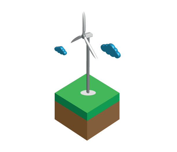 现代平坦的风力发电机概念的网站和网页设计。风轮机图标标志的白色背景。图片下载