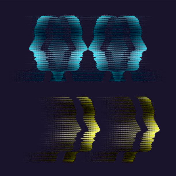 男子头部半色调轮廓设置图片下载