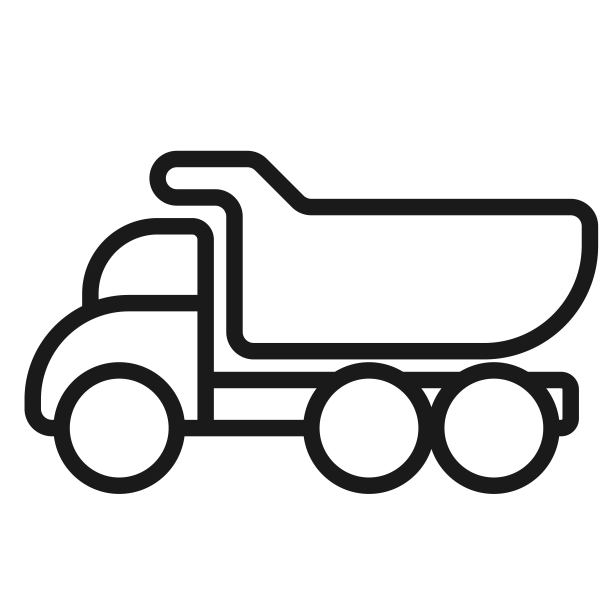 自卸卡车线图标。重型施工机械。孤立的矢量图图片下载