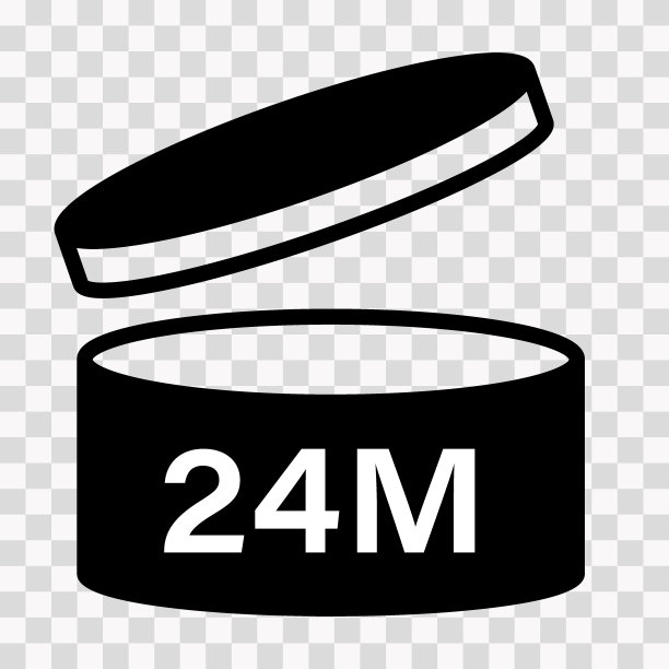 PAO化妆品图标，开业后时期的标志。包装打开后过期时间，黑色标签。24个月过期透明背景，矢量插图图片下载