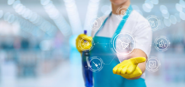 清洁女工提供服务。图片下载