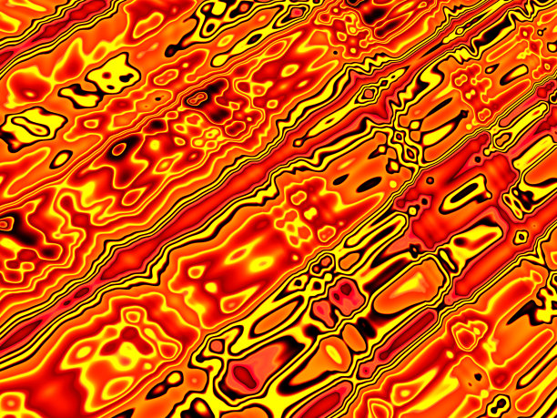 火焰火焰图案熔岩卡通抽象斑点泡沫流动性不均匀飞溅形状火山爆发液体墨水背景Ebru仿红黄橙黑梯度迷幻扭曲涂鸦分形美术图片下载