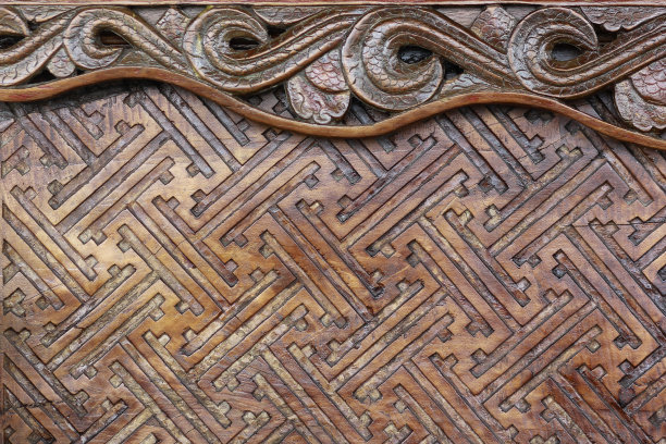 雕刻古典家具，椅子，桌子，木头棕色图片下载