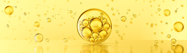 金黄色泡泡油或胶原蛋白美容产品血清，3d渲染。图片下载