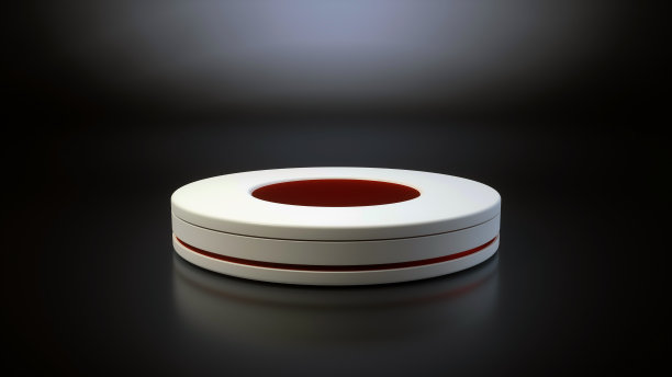 现代白色和红色底座与红色细节- 3D插图图片下载