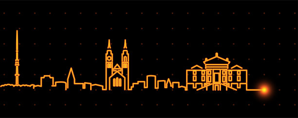 Winterthur光条纹天际线轮廓图片下载