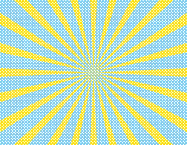 背景，壁纸图像与白色圆点上的蓝色和黄色集中线/插图材料(矢量插图)图片下载