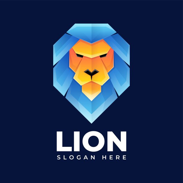 向量插图狮子渐变彩色风格。图片下载