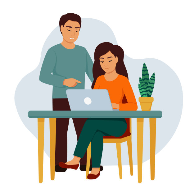 一个拿着笔记本电脑的女孩坐在桌子旁，在男人旁边图片下载