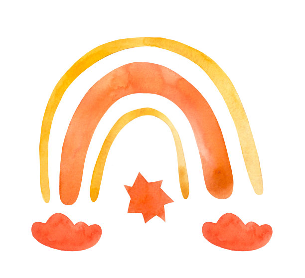 水彩波西米亚乡村粉彩手绘彩虹幼儿园插图房间装饰，剪纸服装，织物。图片下载