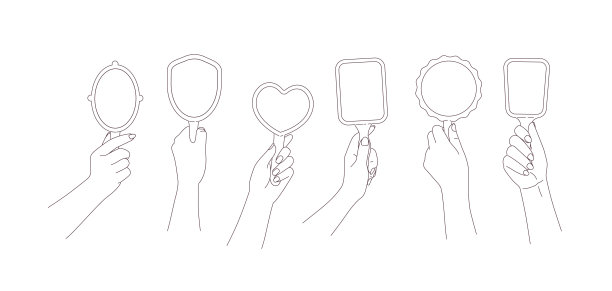 设置不同的手拿不同形状的镜子。行说明图片下载