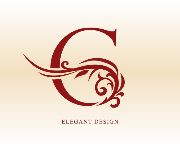 优雅的字母c。精制线。复古艺术标志模板。创意设计。徽章的名片，徽章，标签，精品品牌，酒店，餐厅，纹章。矢量图图片下载