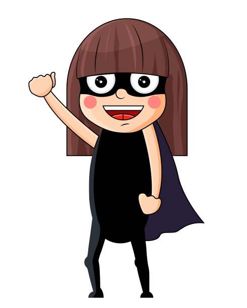 超级英雄女孩化身在面具矢量插图图片下载