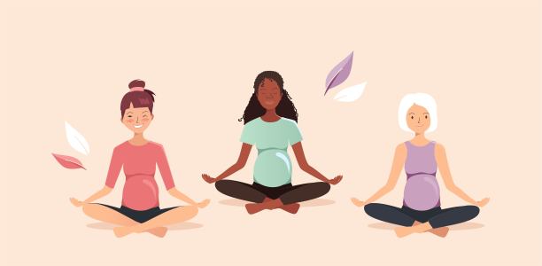 做瑜伽练习的孕妇。图片下载