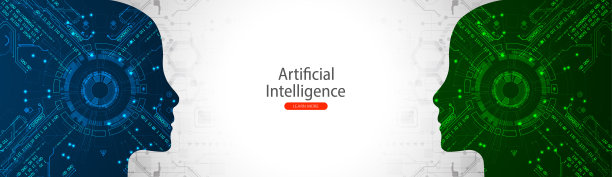 人工智能。技术背景，一个男人的剪影。大数据的概念。机网络的想法。图片下载