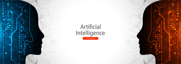 人工智能。技术背景，一个男人的剪影。大数据的概念。机网络的想法。图片下载