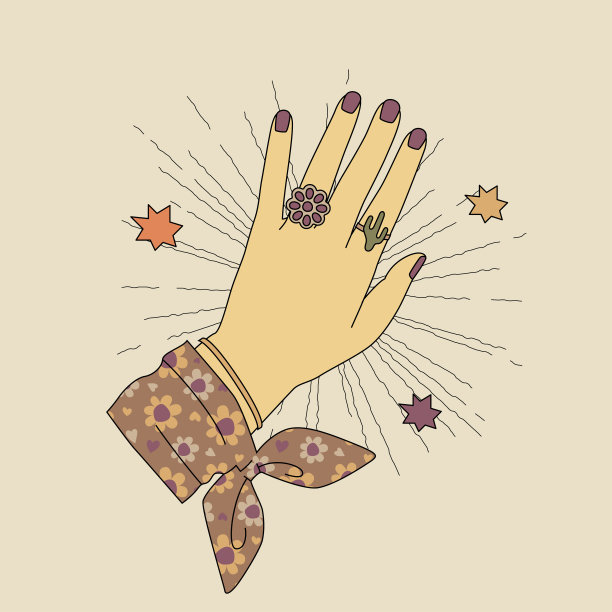 女性手与美甲和手腕围巾图片下载