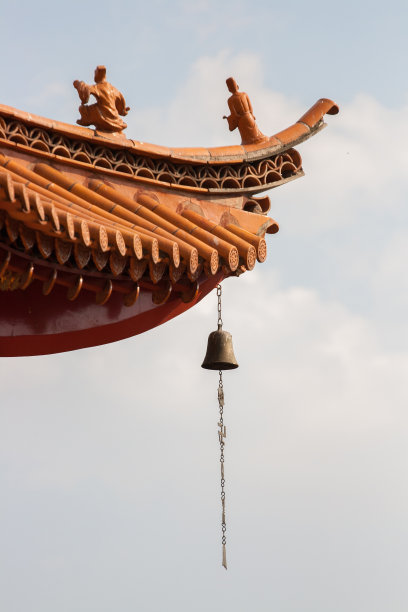 中国昆明圆通寺屋顶上的挂钟图片下载