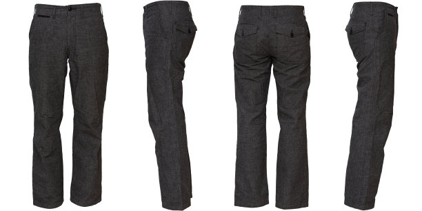 希瑟灰色休闲裤，前后左右四个方向的裁剪图片下载