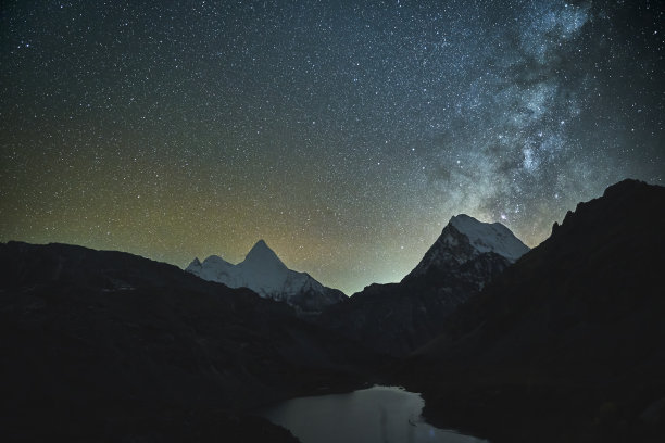 中国亚丁国家公园，山湖星空图片下载