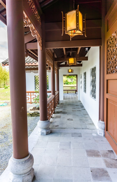 中国园林建筑走廊图片下载