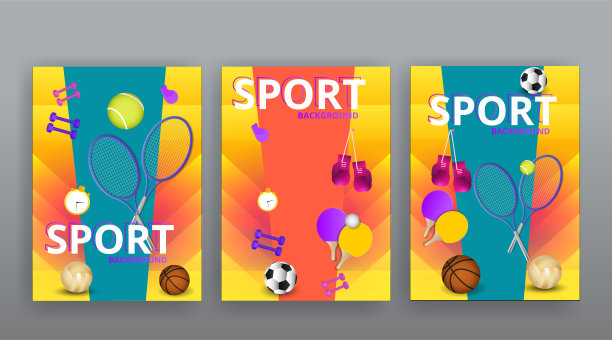 运动器材，健身训练及活动广告，豪华逼真向量图片下载