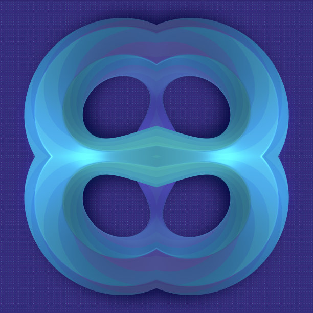 弯曲的不可能的数学数字。霓虹灯彩色图形风格。摘要背景三维渲染数字插图图片下载