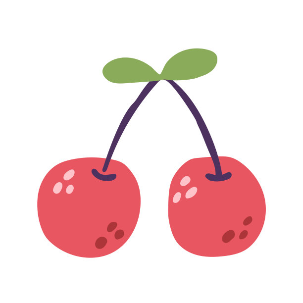 可爱的手绘樱桃。现代插图平。图片下载
