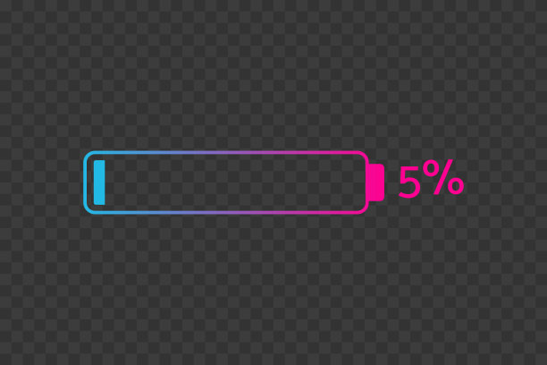 5%的图表。透明背景上的矢量百分比信息图。孤立的梯度图标。签收下载，电池充电，成长，进度，功率，能量等级，业务，设计图片下载