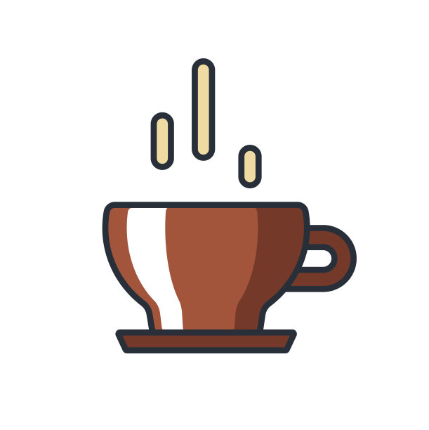 热咖啡杯的彩色薄图标，食物和饮用概念矢量插图。图片下载