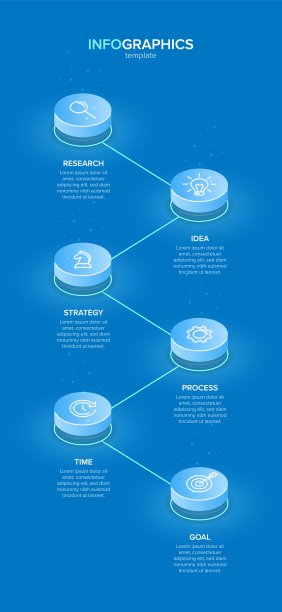 垂直信息图形设计与图标和6个选项或步骤。细线。信息图的业务概念。可用于信息图形、流程图、演示文稿、移动网站、印刷材料。图片下载
