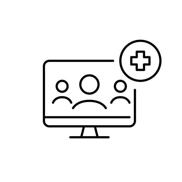 在线医疗视频会议。像素完美，可编辑的描线图标图片下载