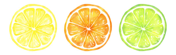 矢量背景与柠檬片，青柠和橙水彩画横幅，卡片，传单，社交媒体壁纸等。图片下载