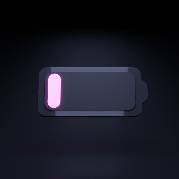 电量低，黑色背景上的电源图标。3 d渲染插图。图片下载