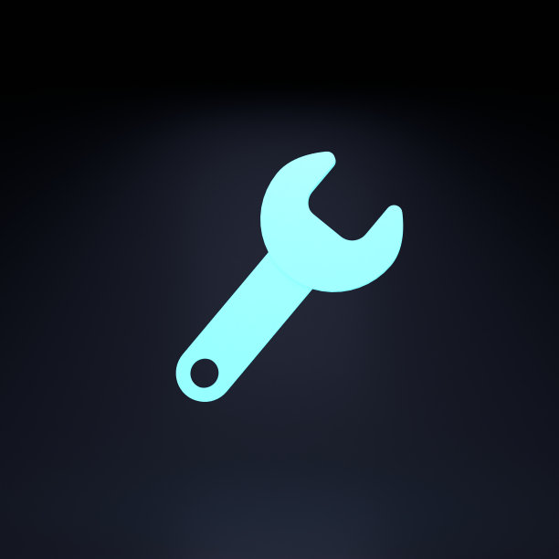 霓虹扳手图标。3 d渲染图图片下载