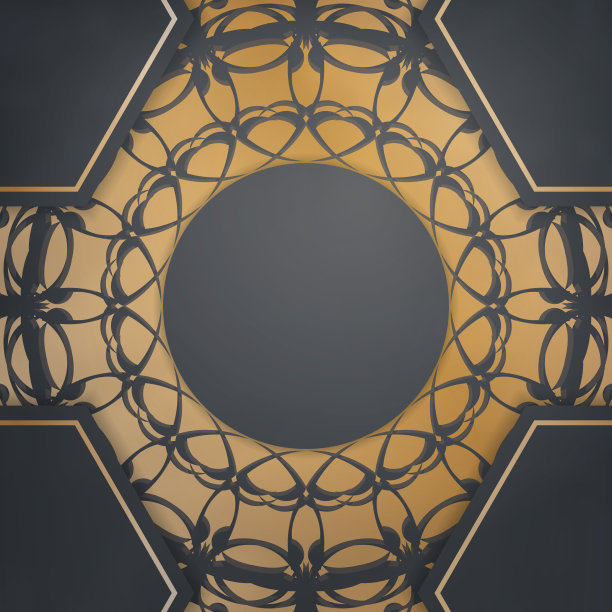 黑色彩色传单模板与古董黄金图片下载