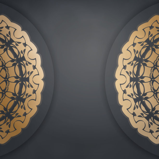 传单模板在黑色与曼荼罗金色图片下载