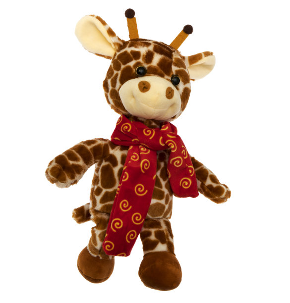 儿童毛绒玩具长颈鹿，在一个白色的背景隔离图片下载