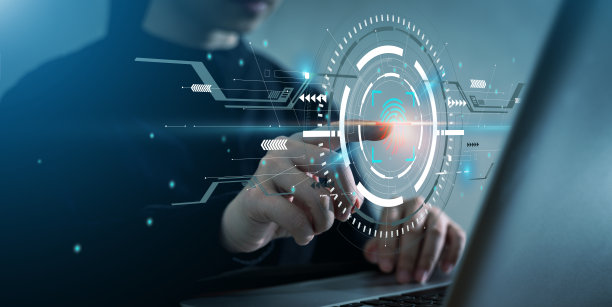 指纹扫描安全访问受保护的网络仪表板。图片下载
