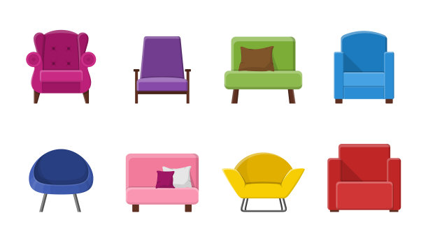 一套不同的扶手椅集合的座位图片下载