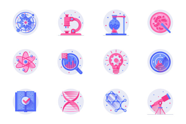 科学概念Web扁平阴影图标图片下载