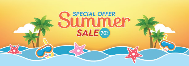 夏天日落海滩背景海滩对象图片下载