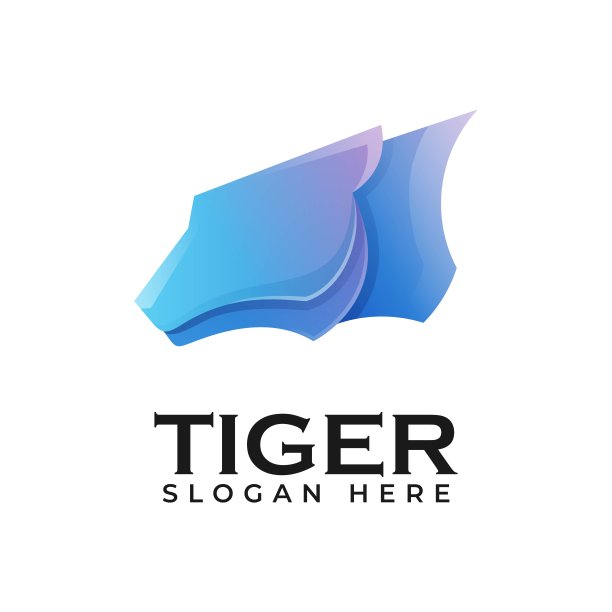 矢量插图老虎渐变彩色风格。图片下载