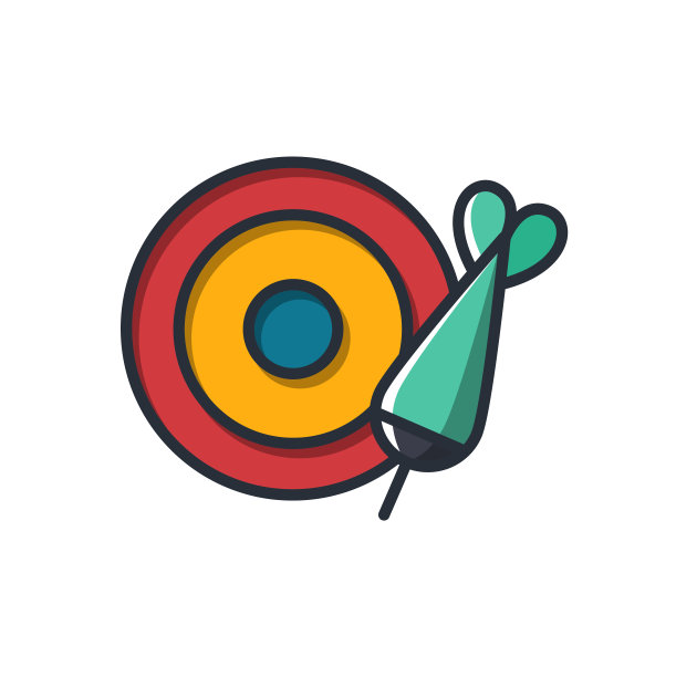 彩色薄图标的飞镖，业务和金融概念矢量插图。图片下载