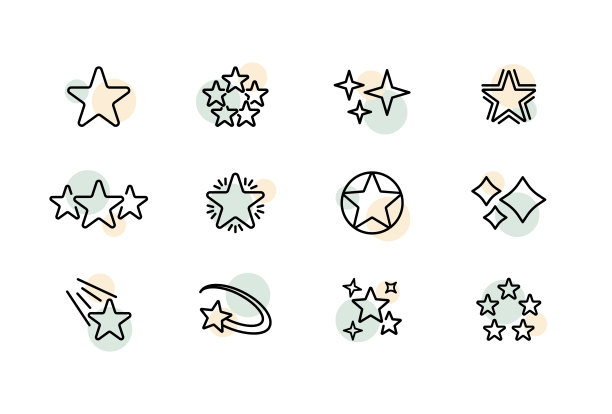 星组图标。盘旋，坠落，闪耀，尾星。成就,计划,想法。梦想的概念。行风格。矢量线图标的业务和广告图片下载